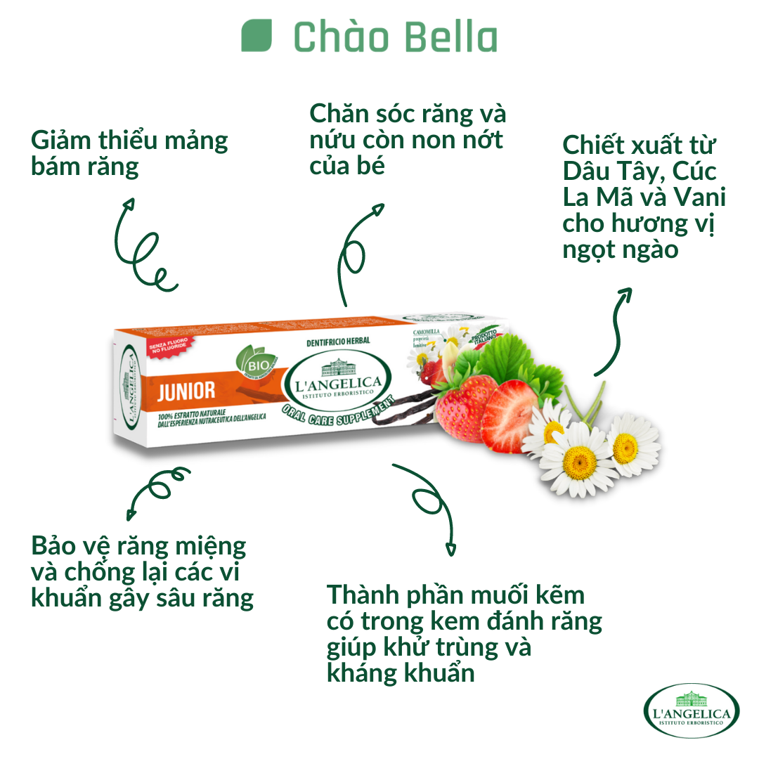 Kem Đánh Răng Thảo Dược Dành Cho Bé Yêu L'angelica Toothpaste Junior 50ml