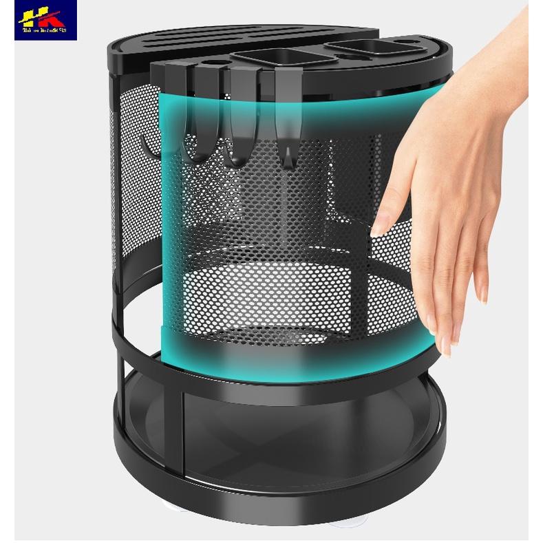 Kệ để dao thớt tròn, Giá đựng đồ đa năng xoay 360 độ chất liệu thép không gỉ - Hồng Kỳ
