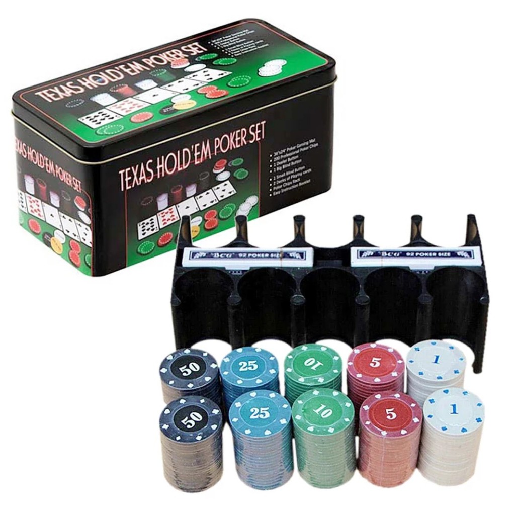 Bộ Phỉnh Poker Blackjack 200 Chips kèm thảm và 2 bộ bài