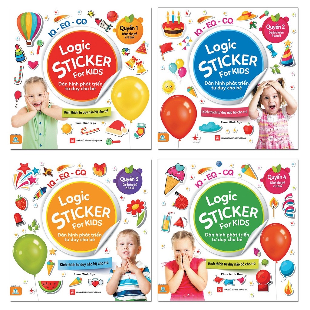 Sách - Combo 4 Cuốn Logic Sticker For Kids - Dán Hình Phát Triển Tư Duy Cho Bé - Combo 4 Quyển
