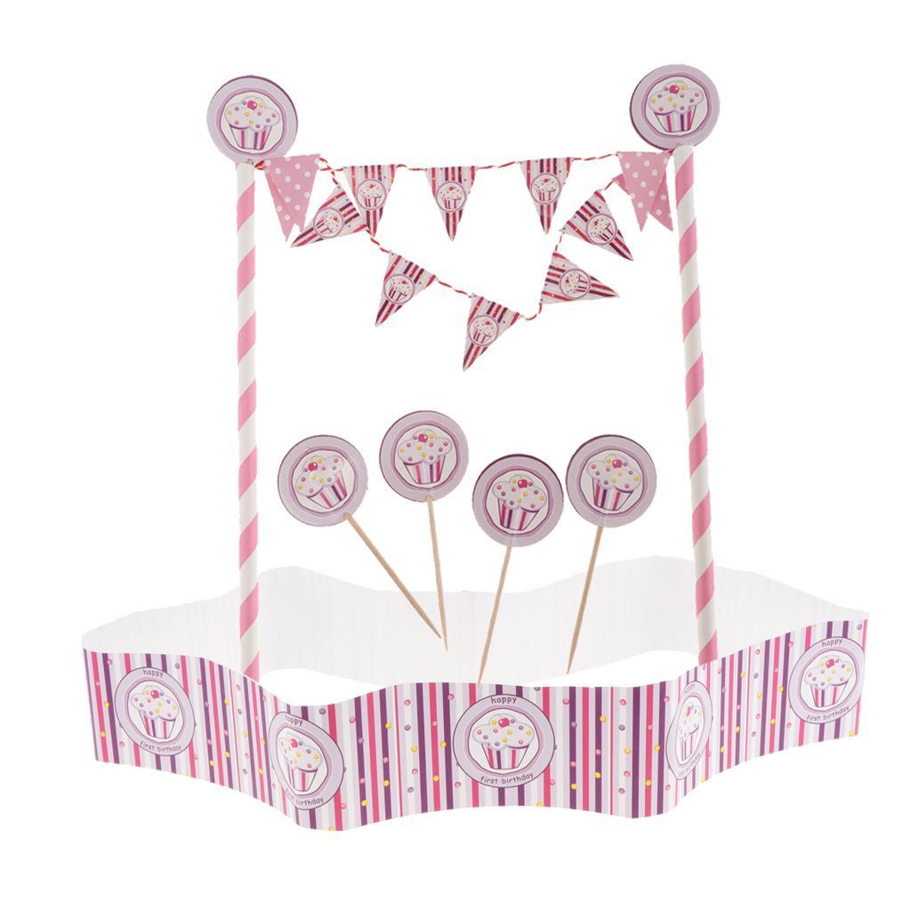 6 Pieces Ice Cream Design Cake Topper Cake Banner Cupcake Picks Cake Wrapper