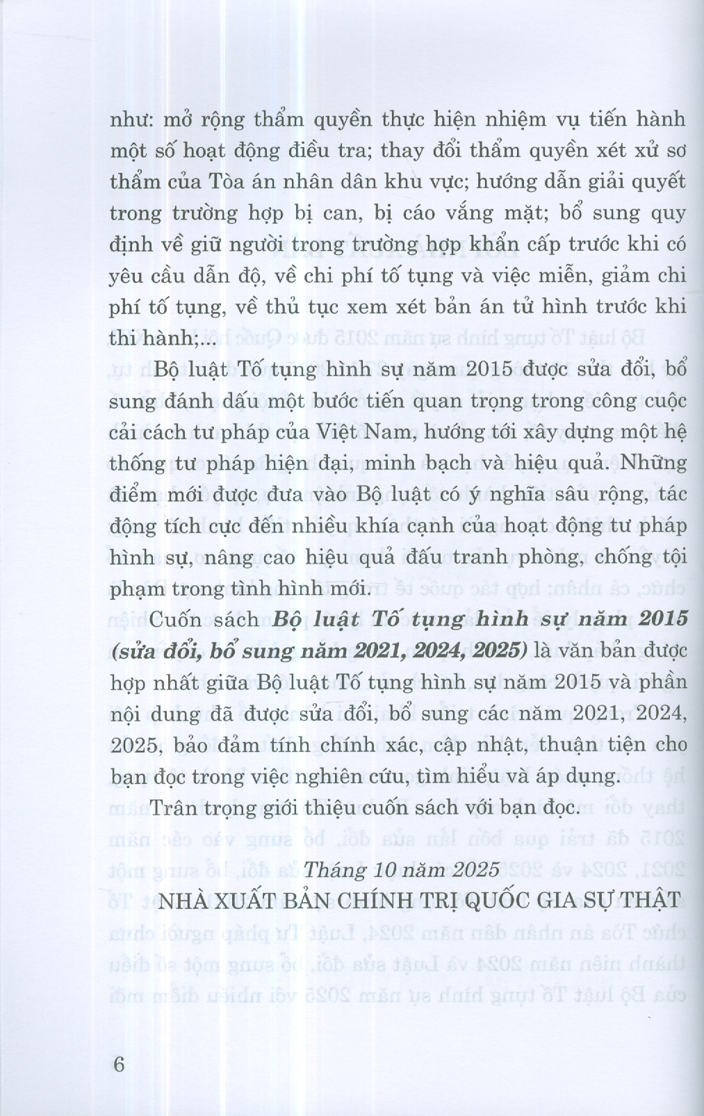 Bộ Luật Tố Tụng Hình Sự Năm 2015 ( Sửa Đổi, Bổ Sung Năm 2021, 2024, 2025 )