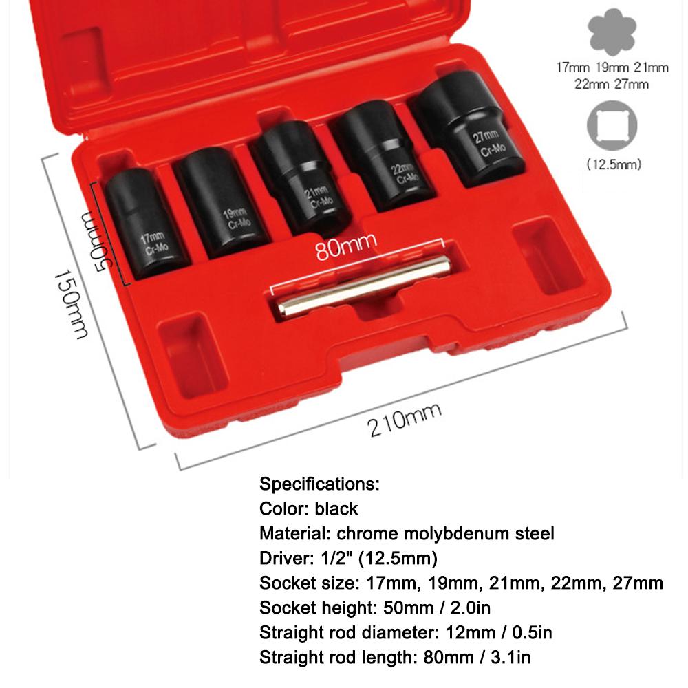 6pcs Lug Nut Remover Kit Broken Nuts Removal Tool Set Broken Nut Bolt Extractor Rust Damaged Stuck Nut Bolts Extractor