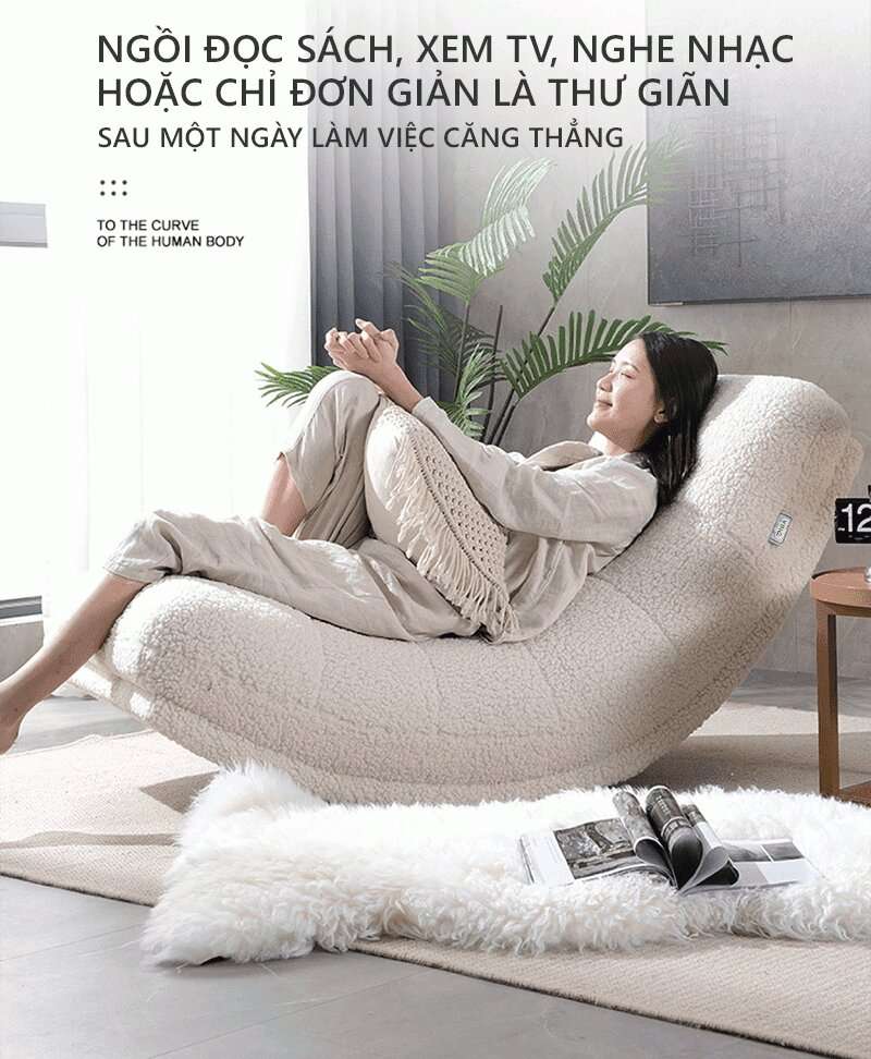 Ghế bập bênh thư giãn, ghế đọc sách, ghế decor CTIG135 Juno Sofa hiện đại KT 135 x 65 x 68cm