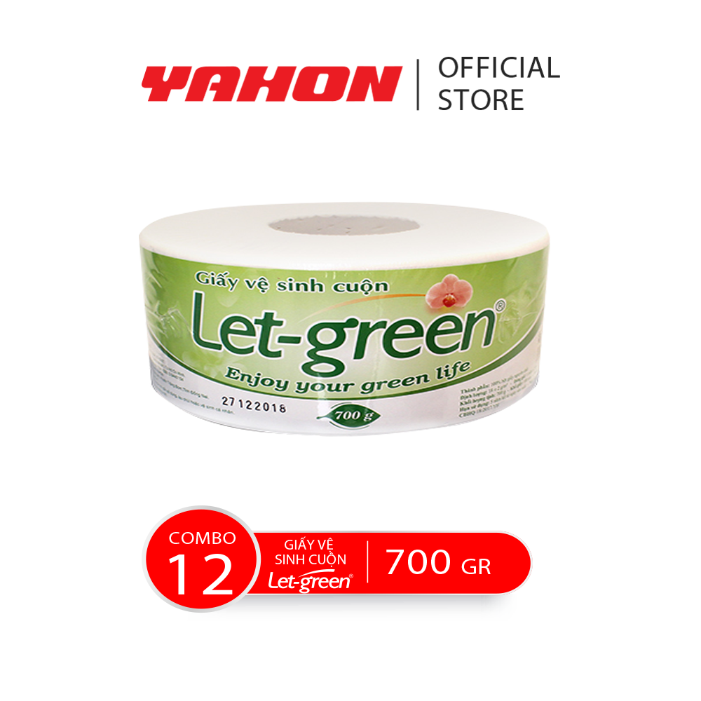 Combo 12 Giấy Vệ Sinh Cuộn 10*20cm LET-GREEN, 700 G/Cuộn