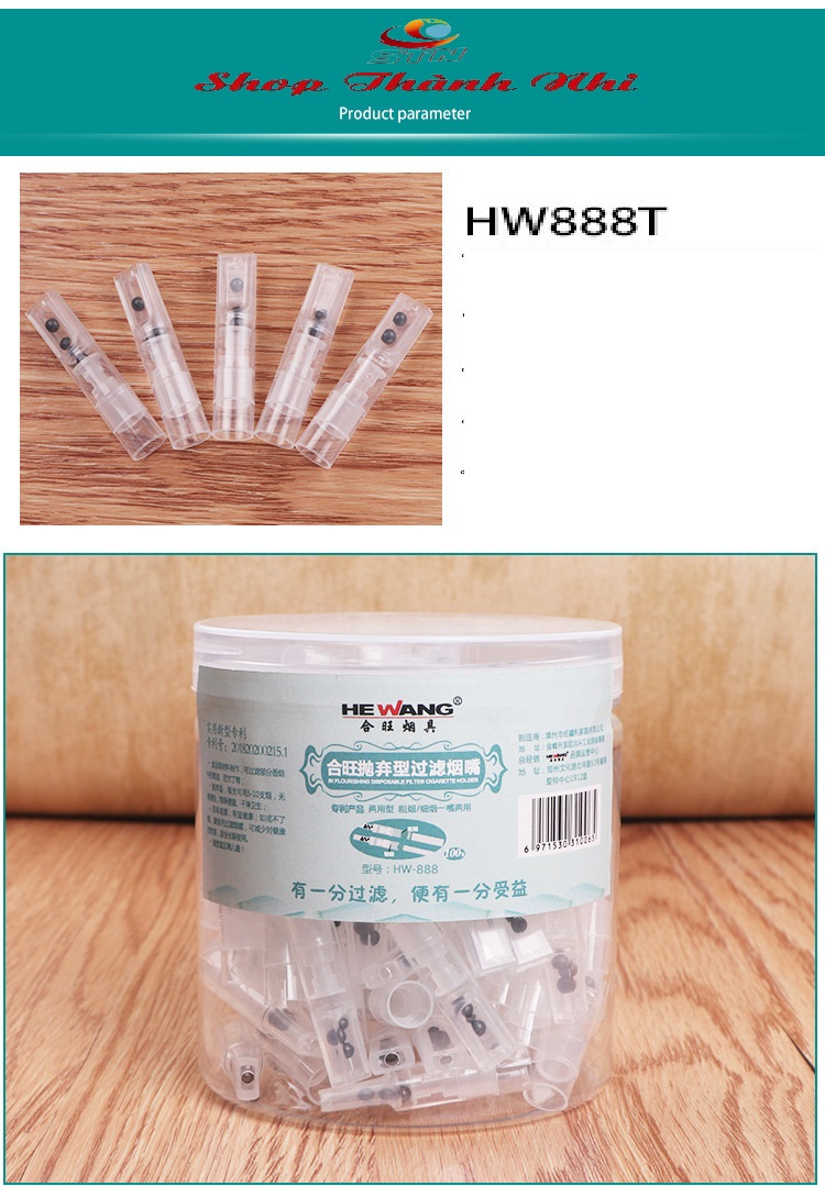 Hộp 100 đầu tẩu thuốc cao cấp tinh thể nano khoáng hoạt tính, HW888- Shop Thành Nhi