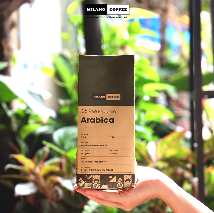 Cà phê 100% ARABICA rang mộc nguyên chất MILANO COFFEE 250gr