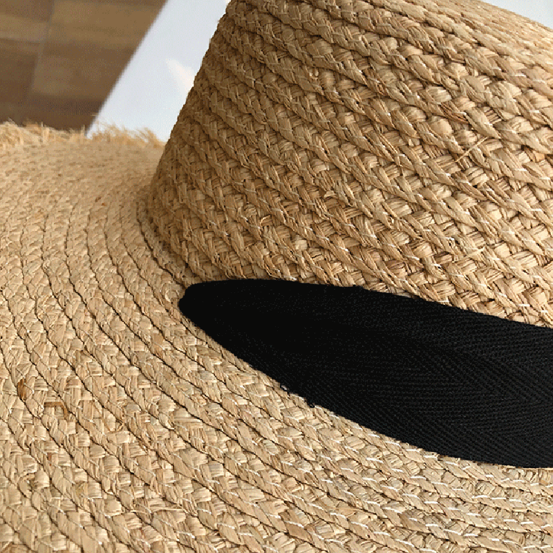 Mũ Lưỡi Trai Nữ Rộng Vành Chống Nắng Đi Biển Nón Đen Trắng Ruy Băng Nơ Ống Hút Nắp Casual Nữ Đầu Dẹt panama Hat