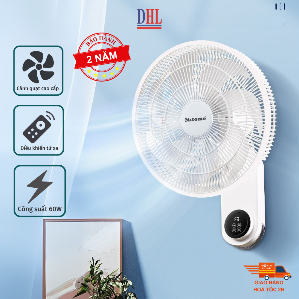 Quạt điện treo tường remote FTT-60AEC-D39, công suất 60W, hoạt động êm ái, hẹn giờ thông minh - hàng chính hãng Bảo hành 2 năm