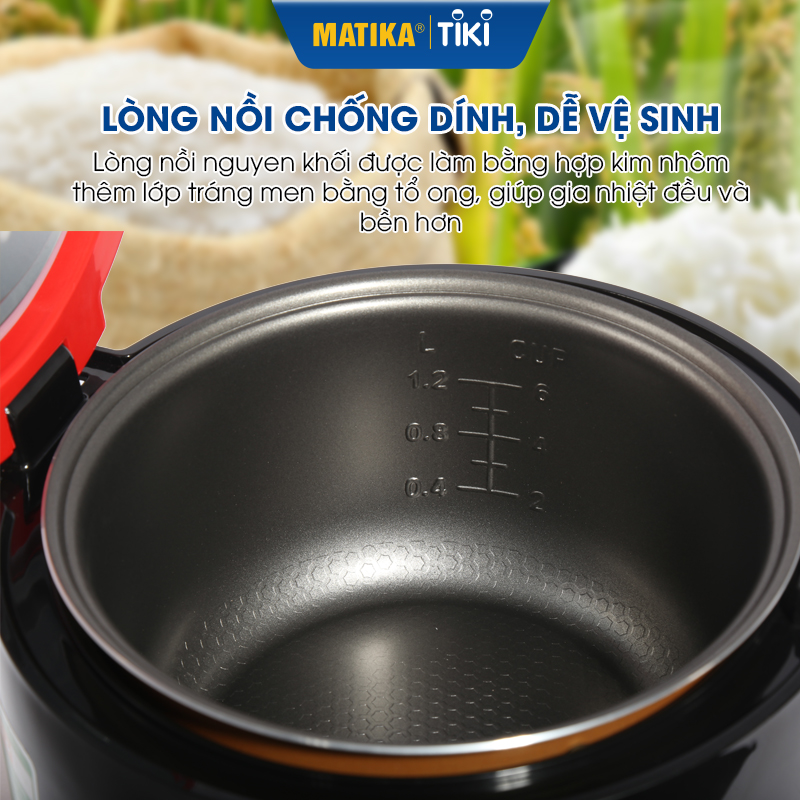 Nồi Cơm Điện Mini MATIKA 1.2L MTK-RC12 - Hàng chính hãng