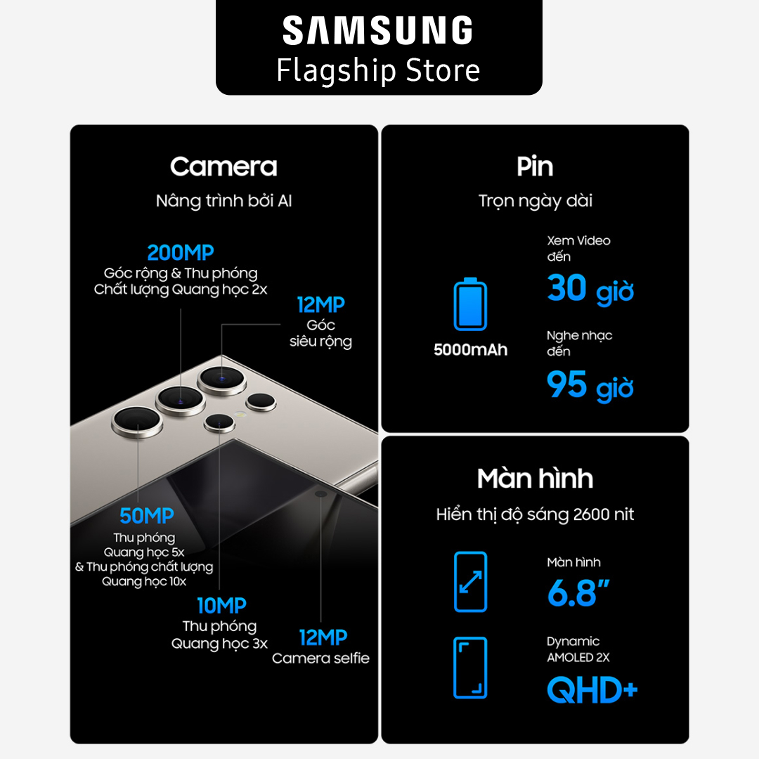 Điện thoại Samsung Galaxy S24 Ultra 12GB/1TB - Độc quyền Online - Hàng chính hãng