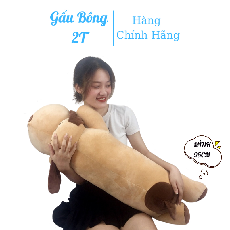 Gấu Bông, Gối Ôm Chó Nâu Mũi Tim-Gấu Bông 2T-Thú Nhồi Bông Cao Cấp Lót Bông Gòn Cao Cấp