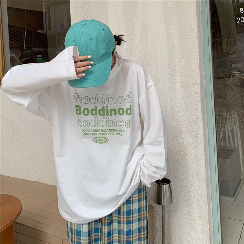 Áo thun dài tay ️ Boddinod ️ phông Unisex nam nữ tee oversize form rộng pull Ulzzang Streetwear thu đông vải mềm