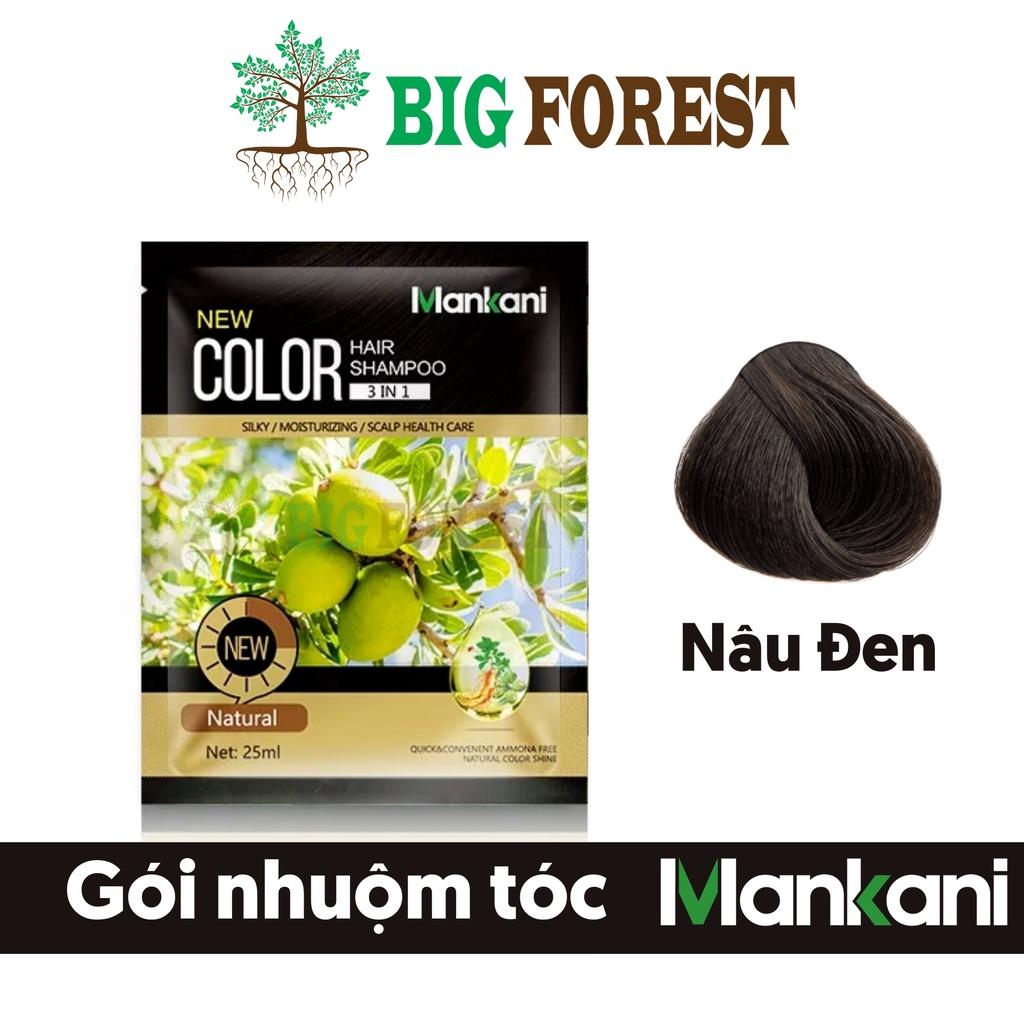 Gói Dầu Gội Nhuộm Tóc, Phủ Bạc Thảo Dược Mankani [Gói 25ml - Nâu Đen