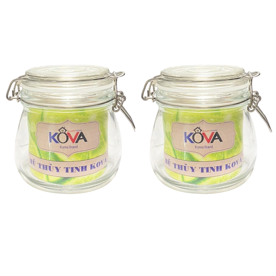 Bộ 2 Hũ Thủy Tinh Tròn Kova Có Khóa 450ml