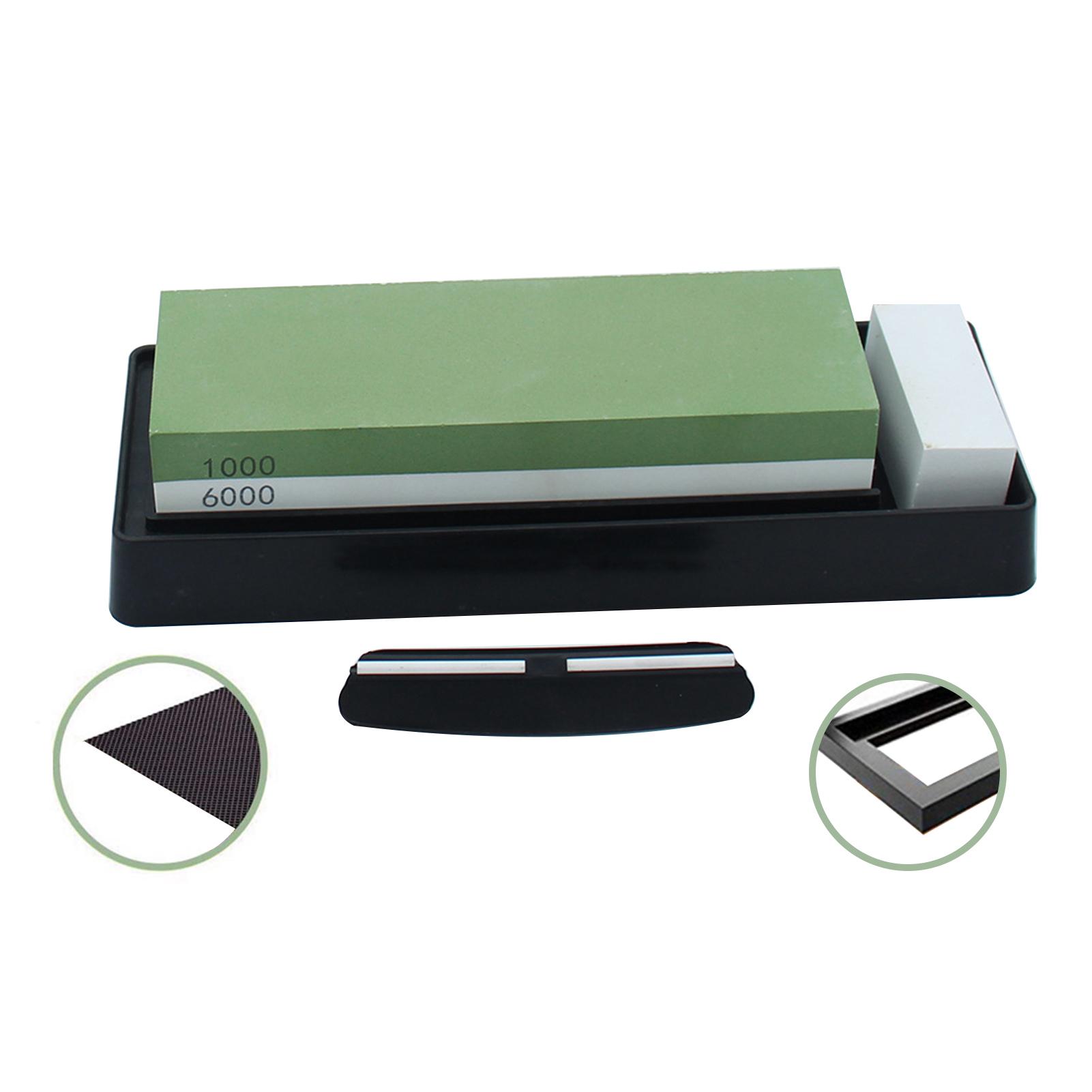 Đá mài hai mặt 1000/6000 Grit, có đế hướng dẫn góc bằng nhựa