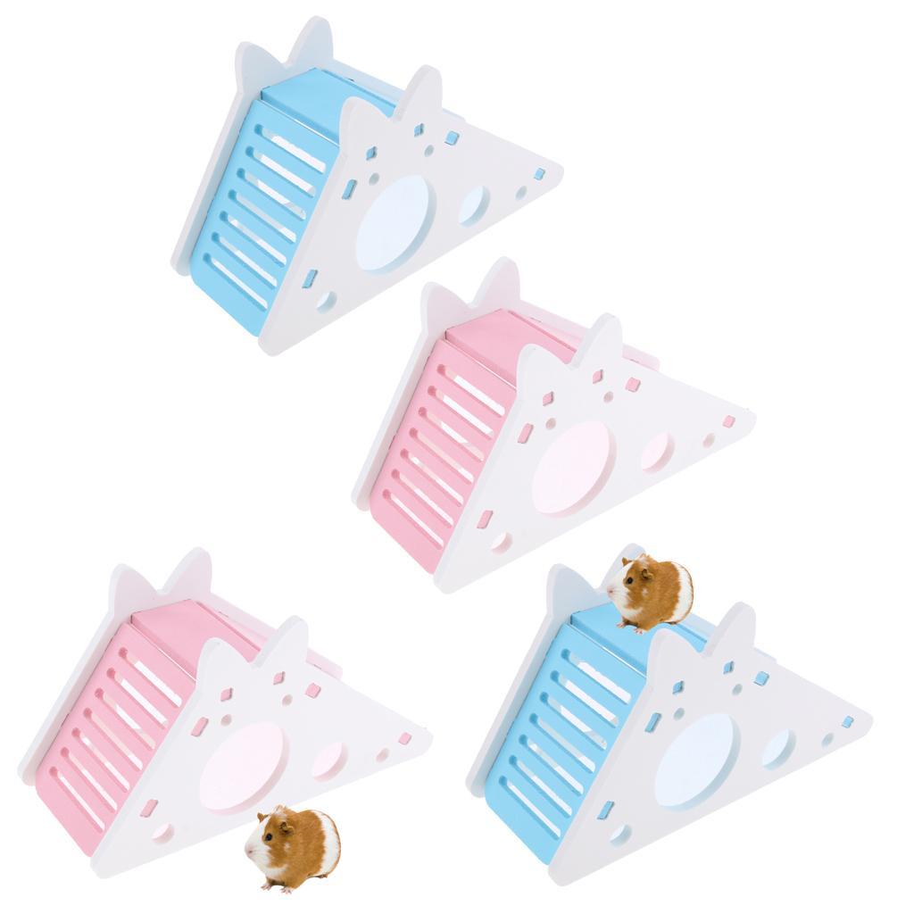 2 Pcs Hamster Chinchilla Gerbil Ladder Cage Villa,Wood Nest House,Pink&Blue