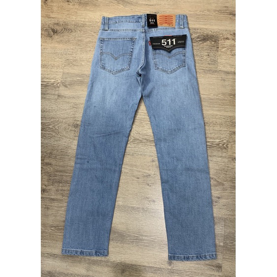 Quần Jean nam cao cấp ống đứng le511 màu xanh sáng vải co giãn xuất khẩu dáng slimfit