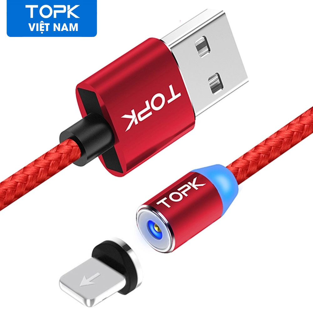 [HÀNG CHÍNH HÃNG] Cáp Sạc Nam Châm TOPK AM17 USB - IPHONE Dùng cho IP X XS XR 6 7 8 Plus - Phân phối bởi TOPK VIỆT NAM