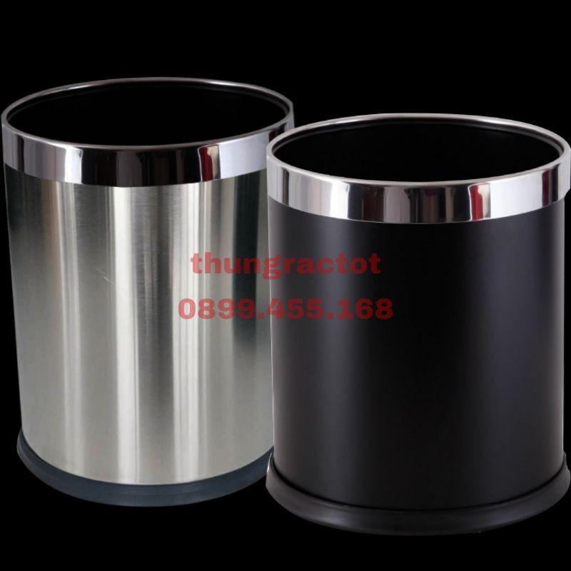 Thùng rác inox 2 lớp, thùng rác inox tròn