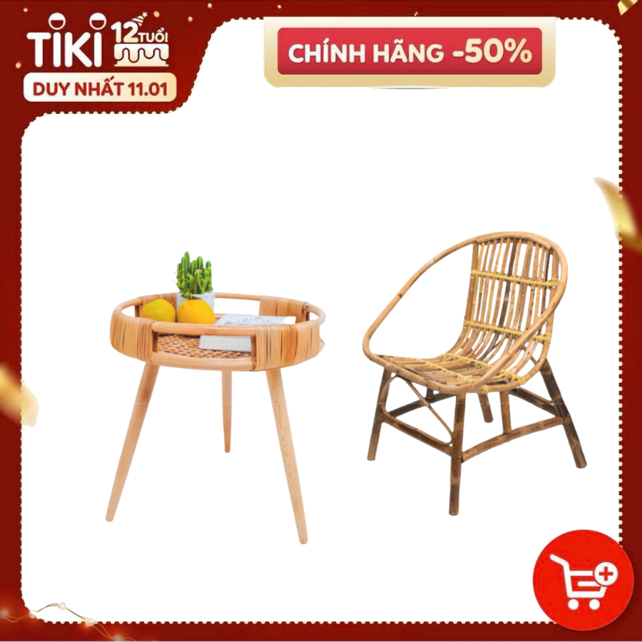 Combo bàn ghế mây tre đan tự nhiên phù hợp cho quán cafe / bộ decor gia đình / ban công