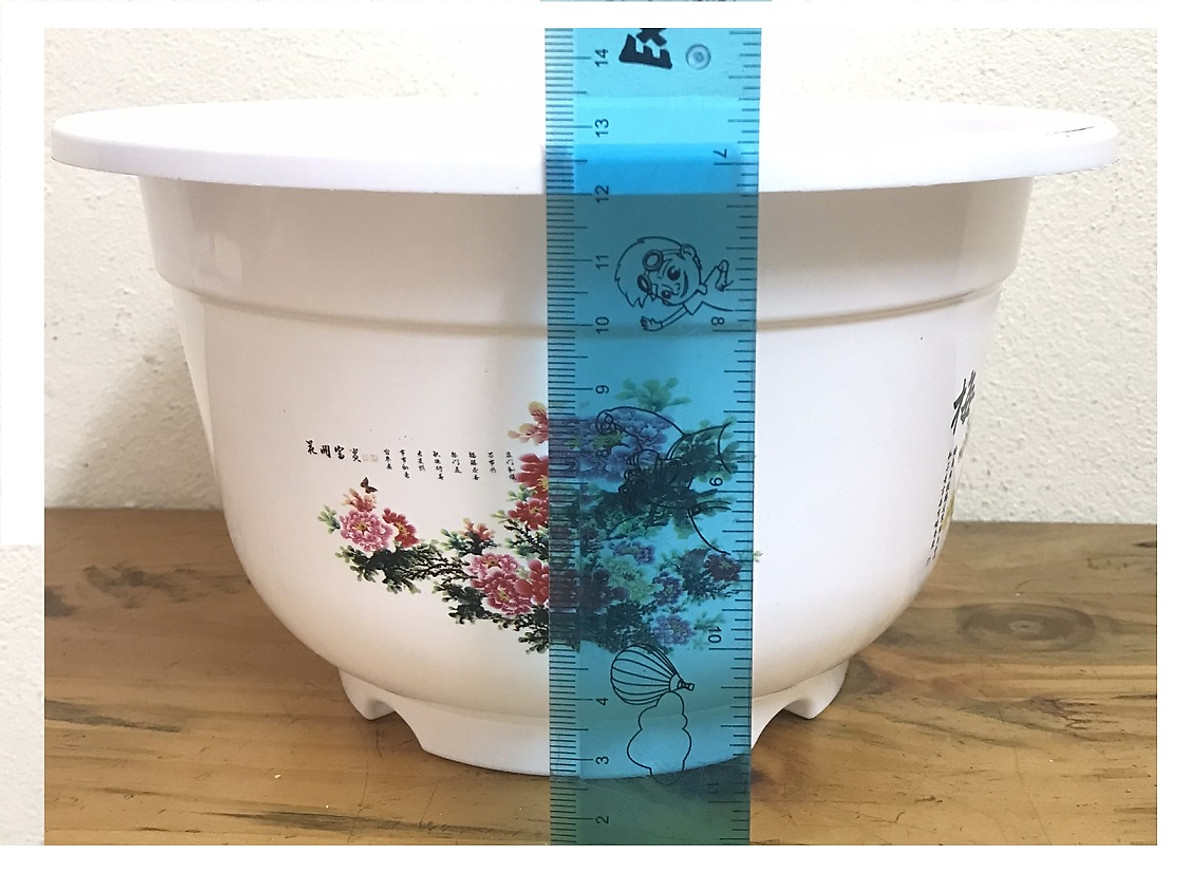 Combo 5 Chậu Nhựa BỐN MÙA Hình Tròn Màu Trắng Mã A250, KT 23x21