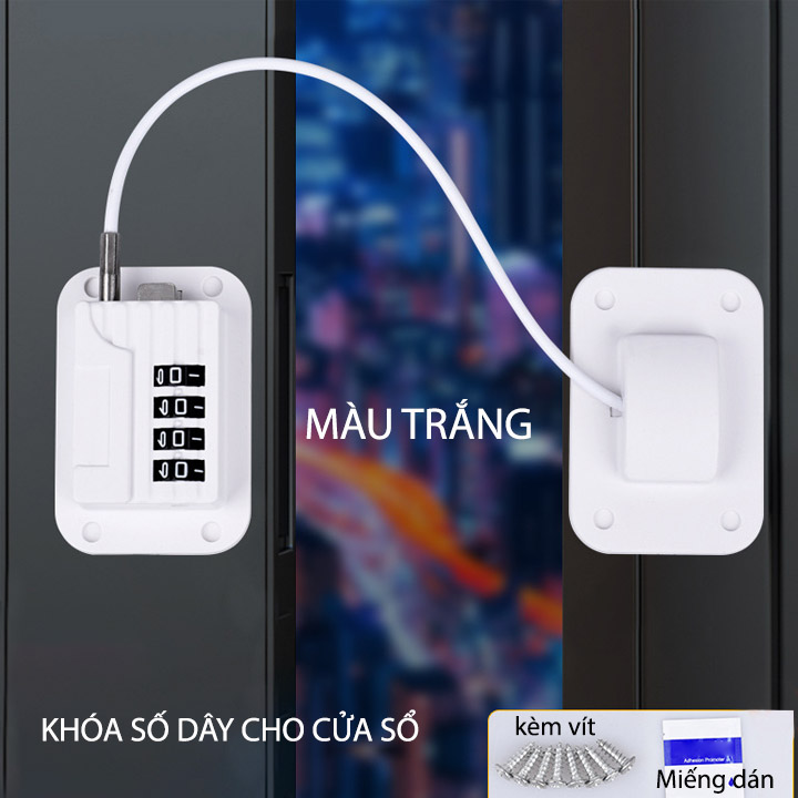 Khóa số dây cho cửa sổ SJ288, chống trộm, an toàn cho trẻ (có thể thay đổi mã số