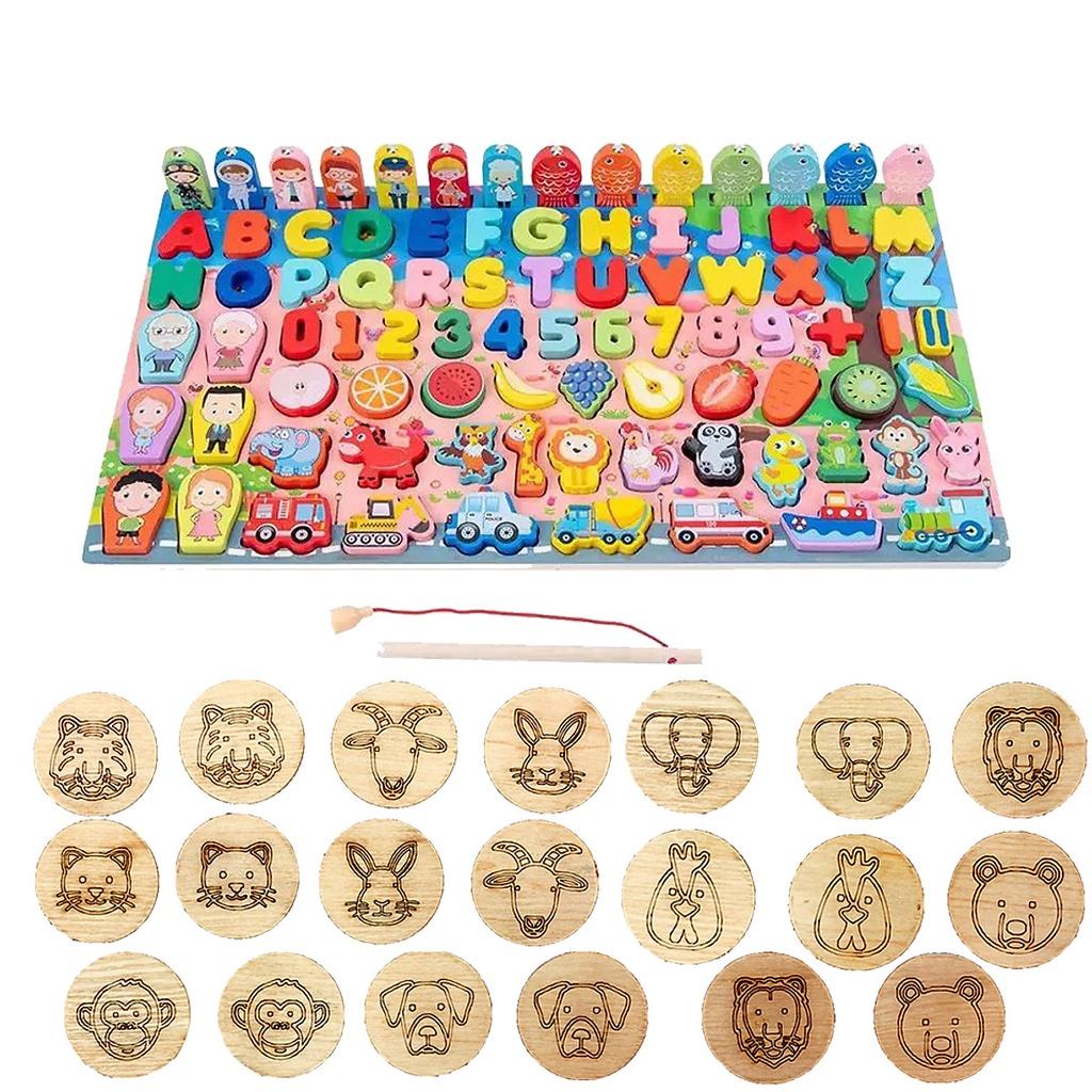 Đồ chơi giáo dục Bộ đồ chơi gỗ7 in 1 giúp bé học chữ cái