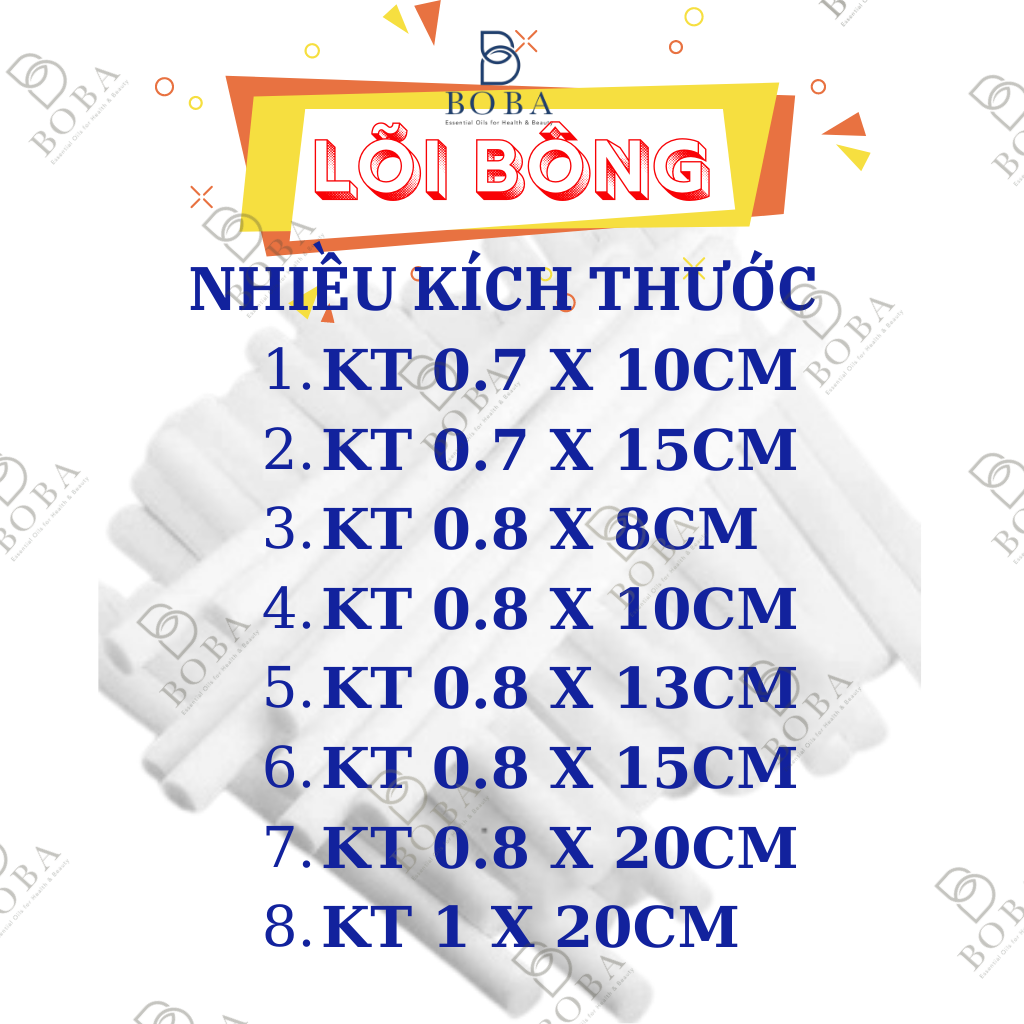0.7x15 Lõi bông thay thế cho máy xông tinh dầu và máy phun sương tạo ẩm, Kích Thước 0.7 x15 cm - bobashop.vn