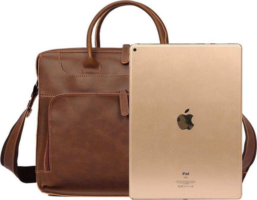 Men's Retro Business Bag Crazy Horse PU Leather Multi-Function briefcase