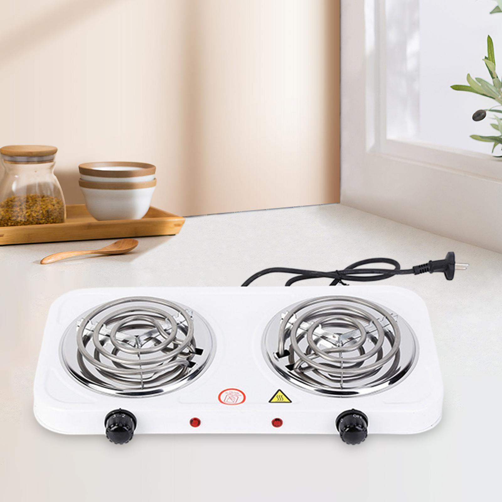 Electric Double Coil Burner Home Outdoor with Power Indicator Lights Compact