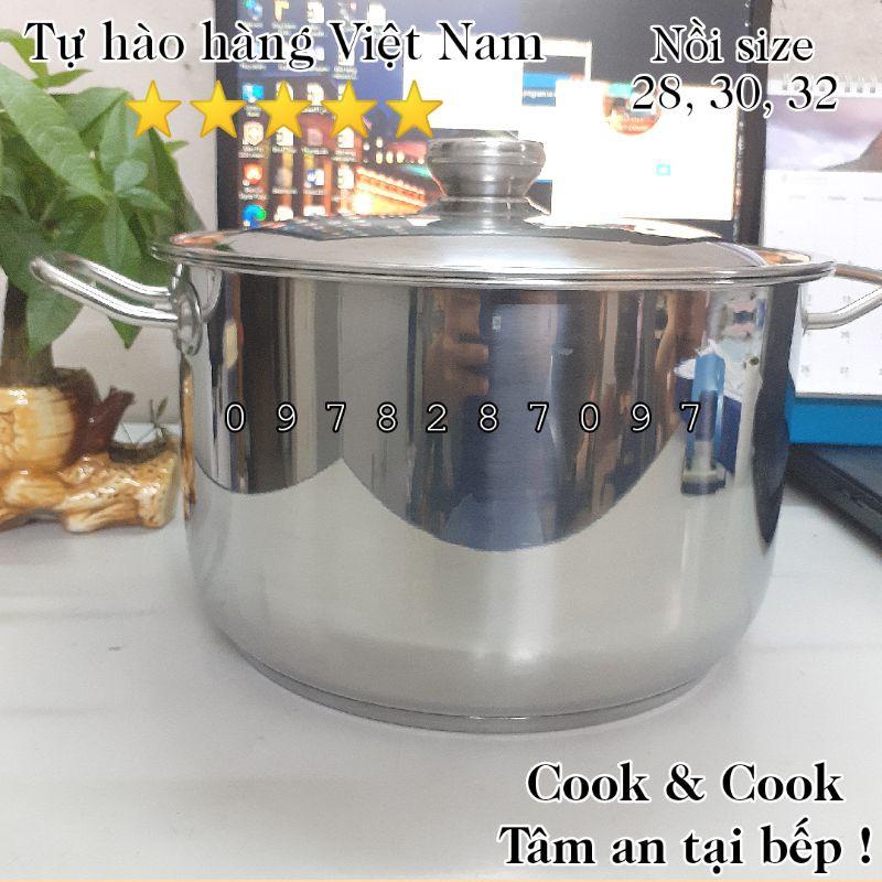 Nồi inox 3 đáy 5, 10, 15, 20 lít cao cấp sử dụng trên bếp từ , nồi luộc gà, nấu súp canh...