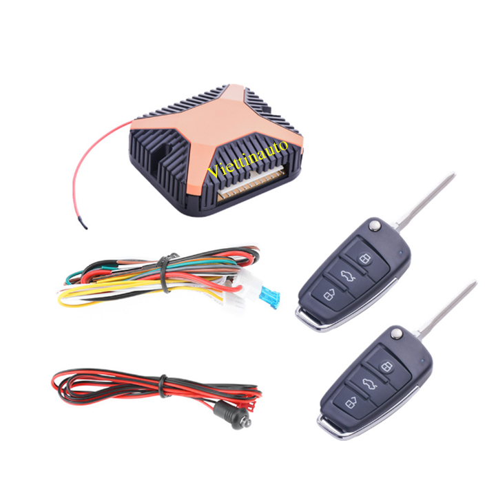 Bộ khóa cửa thông minh khóa điều khiển từ xa đóng mở cửa xe hơi 12V Chìa khóa gấp, Bộ lock cửa xe hơi, Remote đóng mở cửa ô tô từ xa Mẫu VTK-06