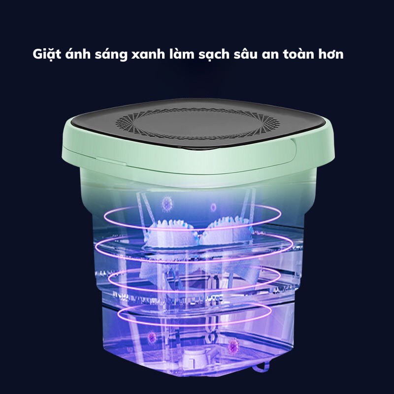 Máy Giặt Mini Cho Bé Máy Giặt Đồ Mini Gấp Gọn Di Động Vắt Khô Khử Khuẩn Bằng Ánh Sáng Xanh Đèn - HÀNG CHÍNH HÃNG MINIIN