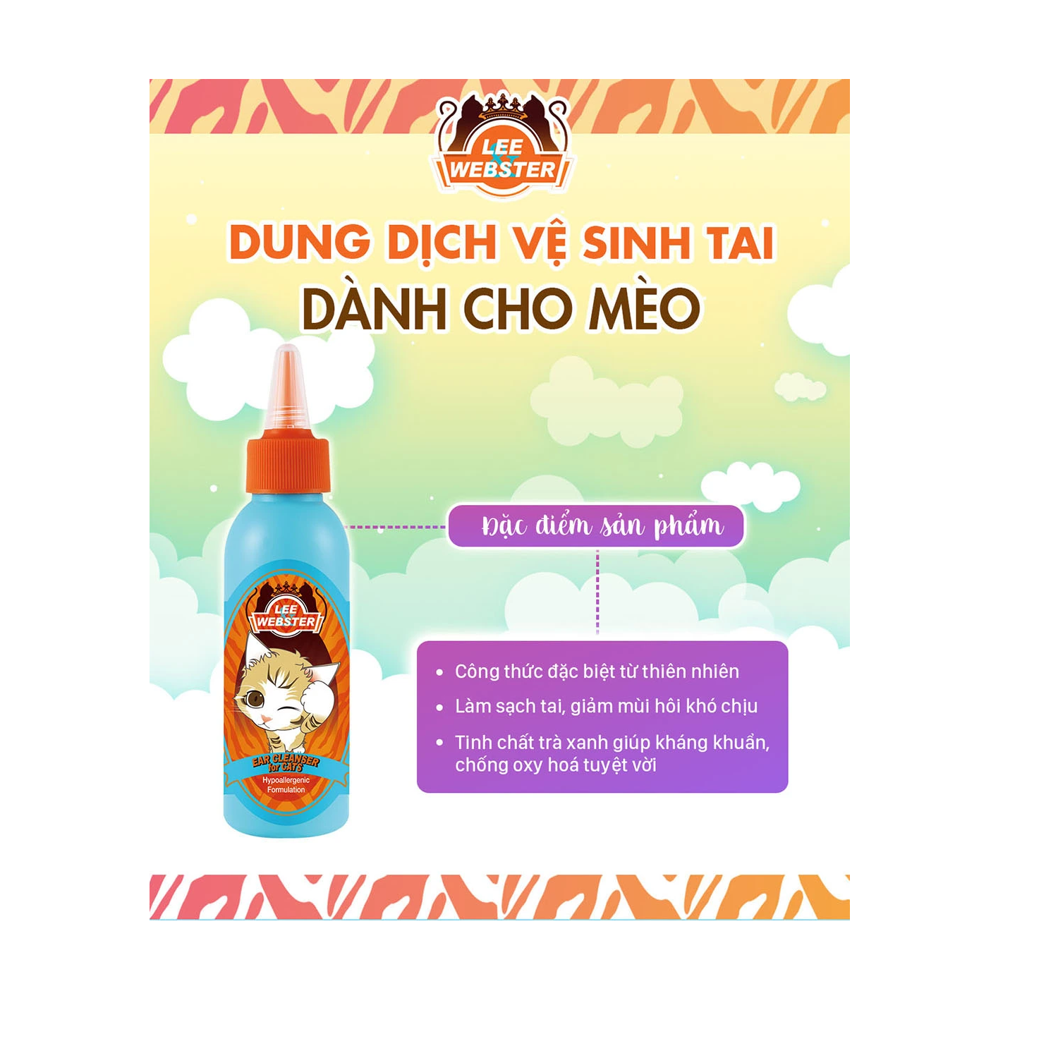 DUNG DỊCH VỆ SINH TAI MÈO Lee&amp;Webster 130ml