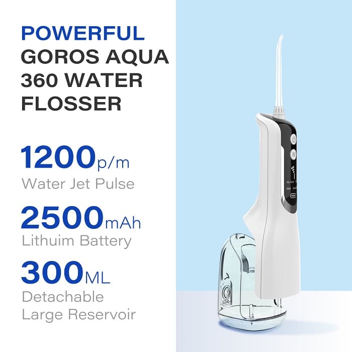 Máy Tăm Nước Cầm Tay GOROS Aqua 360 Water Flosser - Hàng Chính Hãng