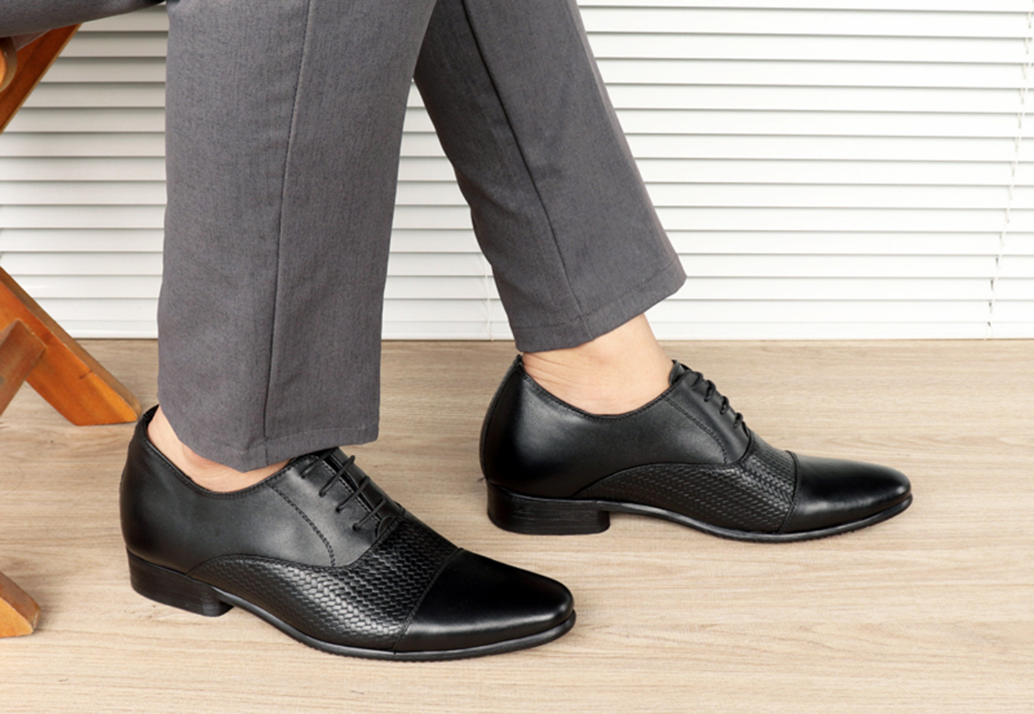 GIÀY TĂNG CHIỀU CAO GIÀY CAO DÀNH CHO NAM GIỚI S995 ĐEN DÂY CỘT - CAO 8CM GIÀY ĐỘN NAM CAO VƯỢT TRỘI