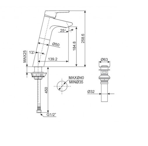 Vòi lavabo cao cổ  nóng lạnh American Standard - Active WF-3902(FFAS3902)  đã bao gồm đầu xả nhấn