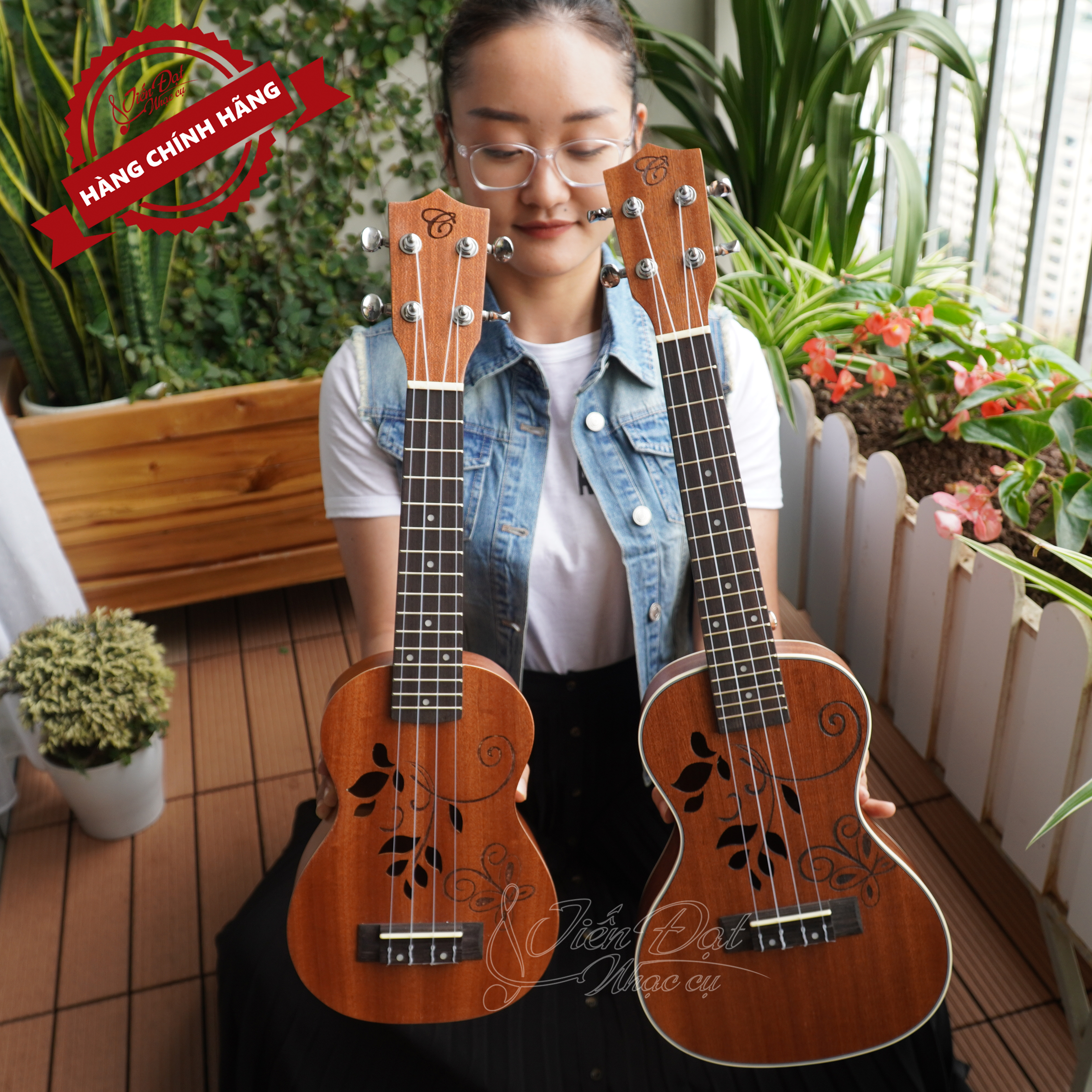 Đàn Ukulele Soprano CHARD U-21H, Mặt Đàn Gỗ Gụ