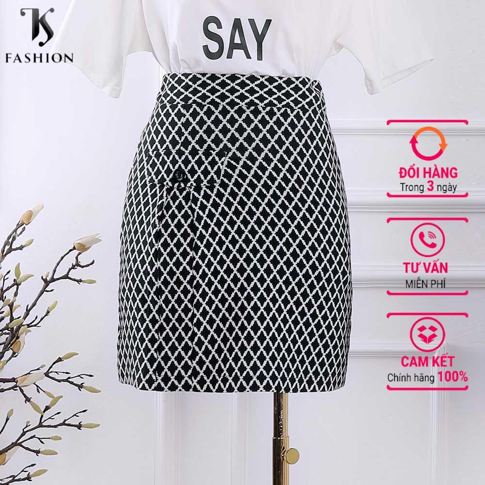 Chân váy kaki nữ, đính cúc cách điệu thân trước, hàng thiết kế cao cấp TK Fashion - CVK306