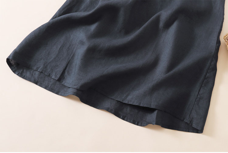 Đầm linen nữ ngắn tay, túi ốp ngực, dây rút eo xinh xắn, thời trang nữ cao cấp Da163
