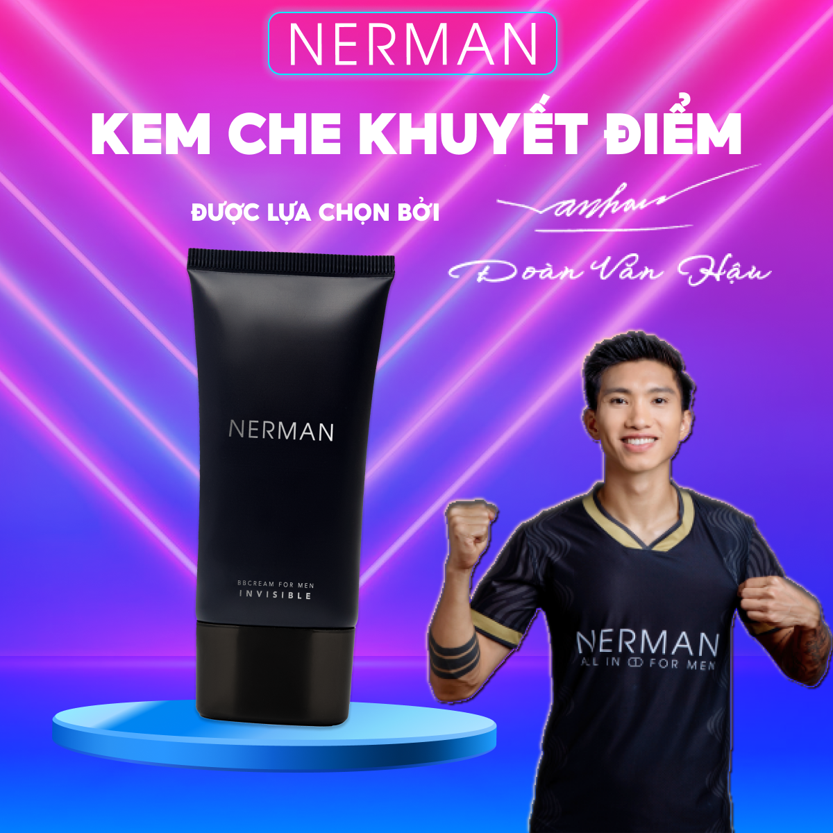 Kem che khuyết điểm cho nam BB Cream Invisible 3in1 - Chống nắng SPF 45+, che khuyết điểm, dưỡng ẩm Nerman 50g