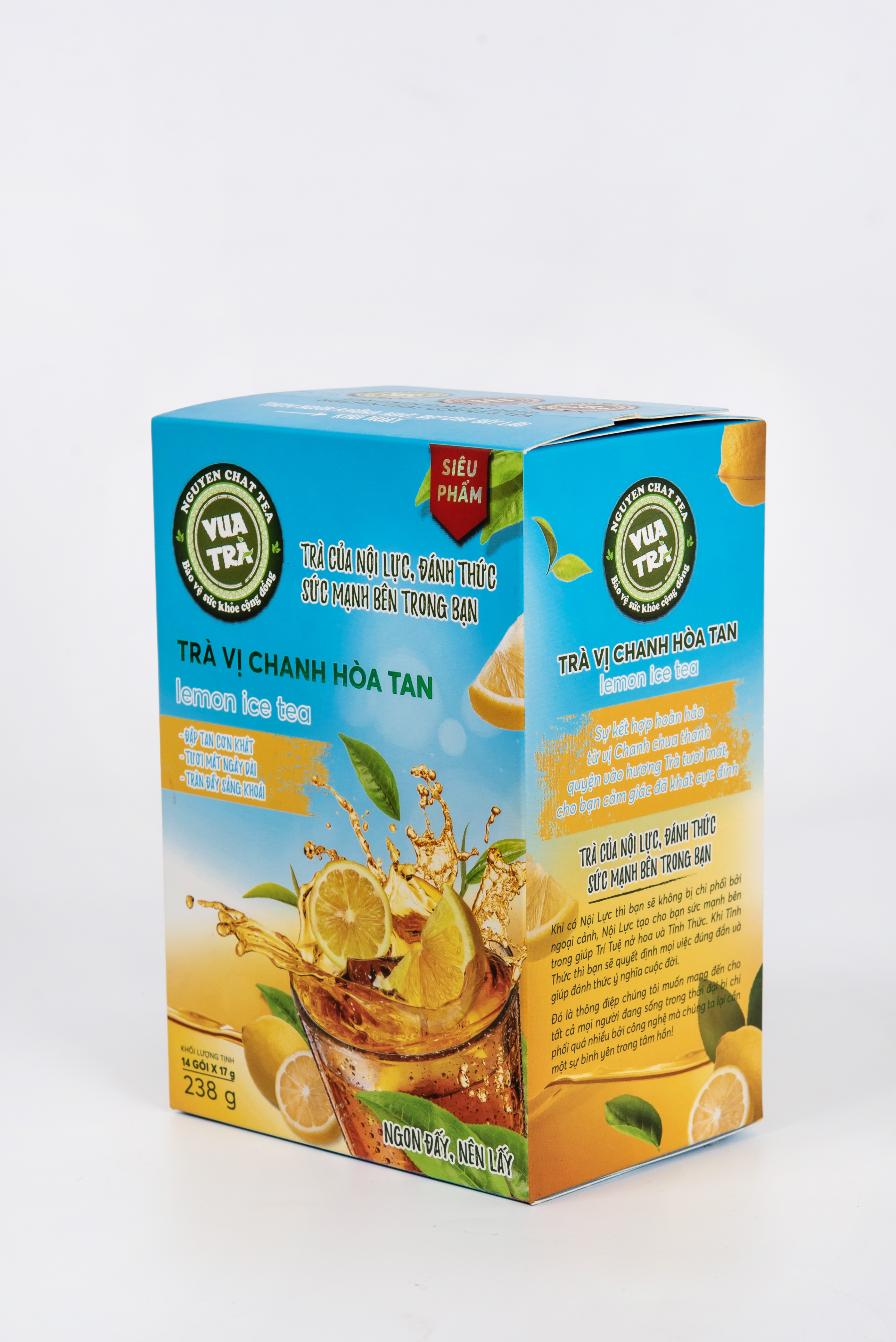 Trà chanh hòa tan giải khát VUA TRÀ tươi mát, cung cấp Vitamin C cho năng lượng ngày dài - 238g