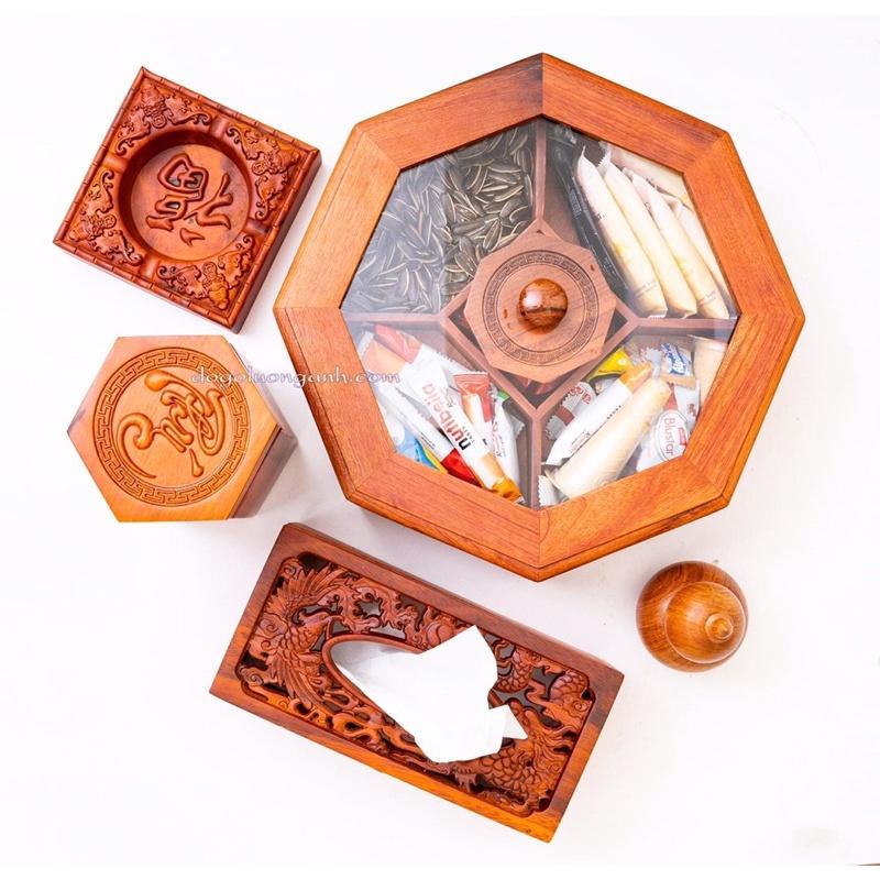 Combo bàn trà gỗ hương sang trọng