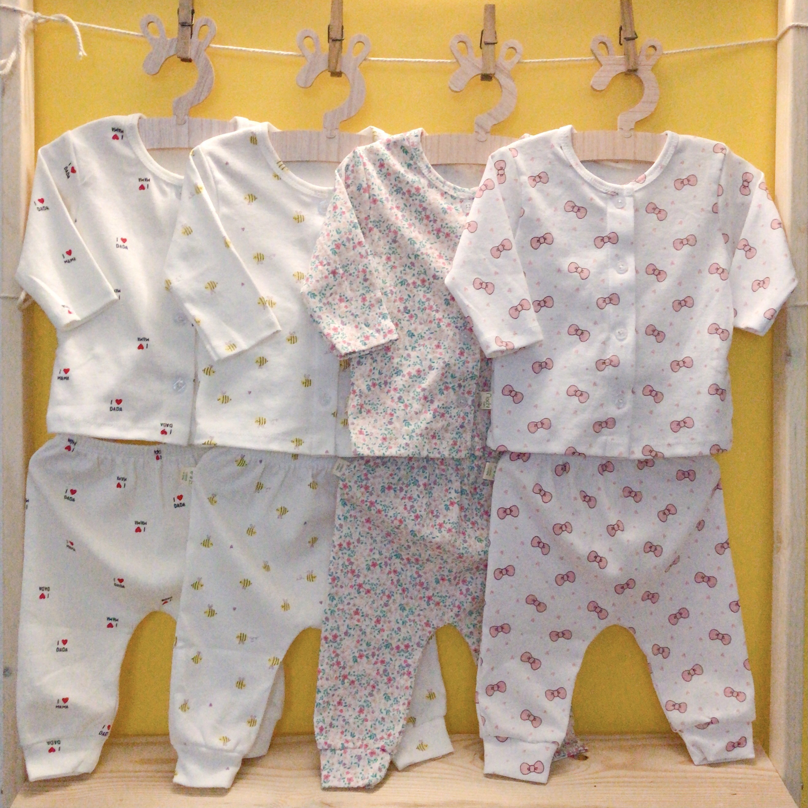 Sỉ lẻ bộ quần áo sơ sinh cotton xuất cho bé từ 7kg đến 10kg quần lưng cao