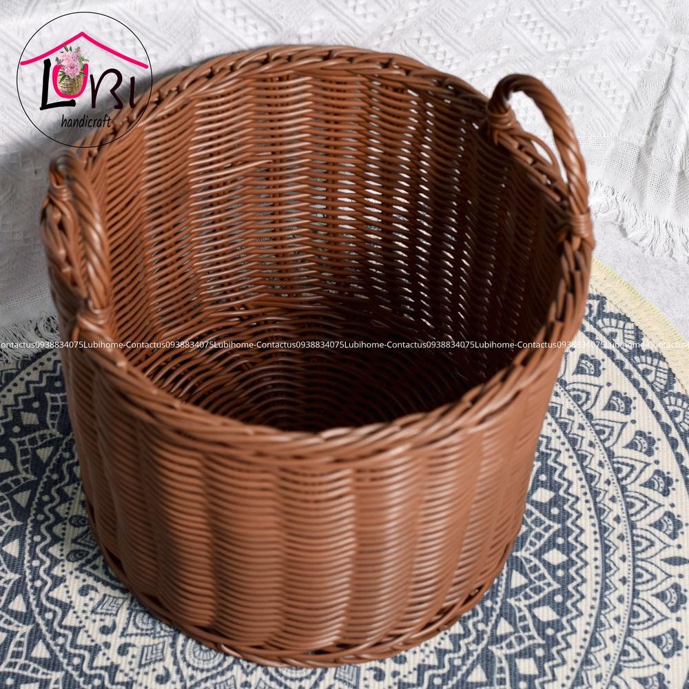 Lubihandicraft - Sọt đựng đồ hình tròn đan dây nhựa bộ 3 - bền, đẹp