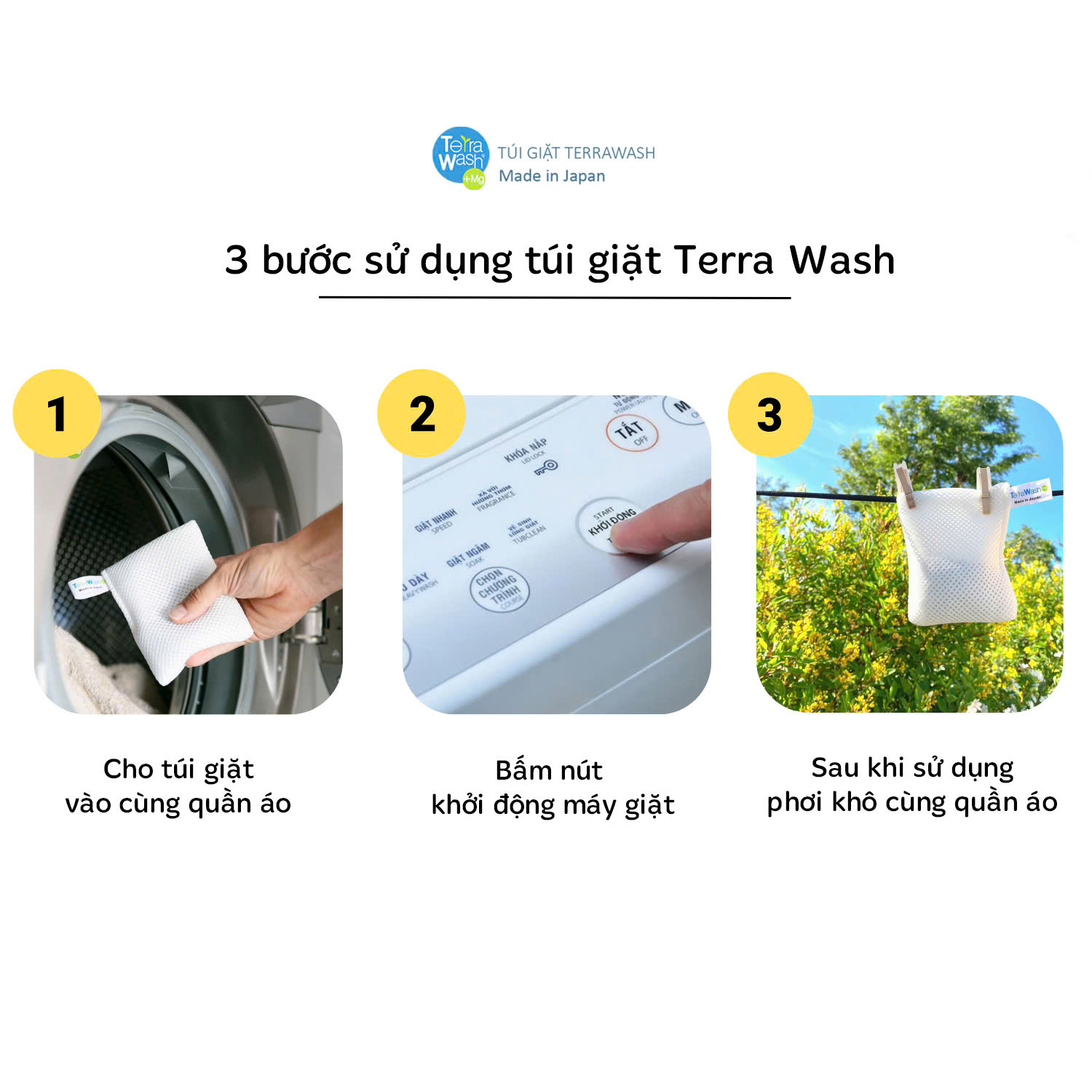 Túi giặt quần áo thay thế bột giặt Magie Terra Wash +Mg - Công nghệ Nhật Bản Hộp 125gr