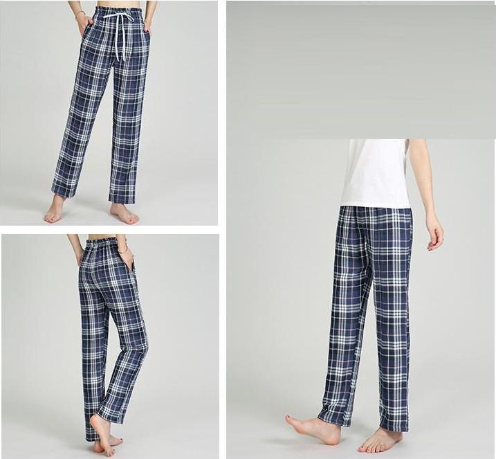Quần mặc nhà cotton dáng suông kẻ sọc