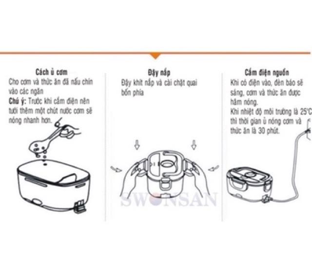 Hộp cơm hâm nóng ruột inox cắm điện ( inox 304)