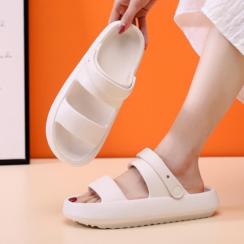 Dép nữ, nam Sandal bánh mì đế cao 2 màu đen trắng size kép 36-43